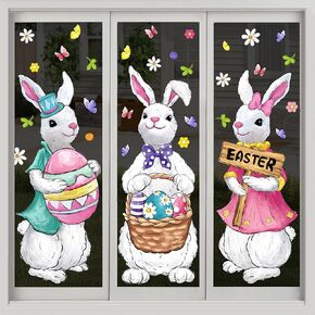 6 أوراق نافذة عيد الفصح تلتصق كبيرة جدًا لعيد الفصح نافذة الشارات النفط اللوحة الأرانب البيض الزهور ملصقات لقضاء عطلة المنزل مكتب المدرسة هدايا ديكور الربيع الزجاج الديكور in Kuwait