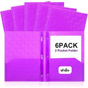 ViVin Plastic Folders with Pockets and Prongs,6 Pack,Heavy Duty 2-Pocket File Folder with 3 Fasteners,Fits Letter Size Paper,for School Home and Office(Bright Red) in Kuwait