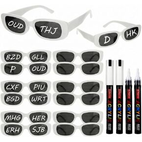12 Pcs Wedding Sunglasses White Glasses Bulk with 5 Marker Pens, Customizable Retro Rectangle Frames Party Favors for Bachelorette Birthday Bridal Shower Wedding Party Guests Men Women in Saudi Arabia