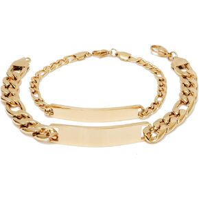 Personalized 18K Gold Plated Couple Bracelets Custom Engraving His Hers Name ID Matching Set for Women Friendship Men Lover Relationship in Saudi Arabia