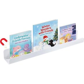 رف كتب مغناطيسي من الأكريليك للسبورة البيضاء - حامل عرض كتب بسعة تحميل 8.8 رطل للمعلمين، رف أبيض عائم مغناطيسي لمنظم مكتب الفصل الدراسي in Kuwait