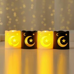 فانوس رمضان، 4 قطع LED بنمط نجمة القمر الصغيرة لمدفأة الطاولة المنزلية وديكور عيد مبارك في الأماكن المغلقة in Kuwait