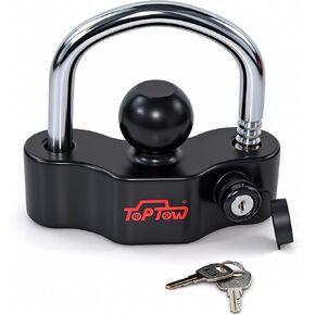 TOPTOW Trailer Hitch Lock Universal Coupler Lock, Fit for 1 7/8-inch, 2-inch and 2 5/16-inch Ball Hitch Trailer Coupler, Heavy Duty, Black, 2 Flat Keys Included in Kuwait