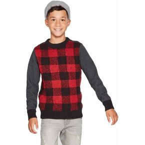 Cat & Jack Boys' Long Sleeve Buffalo Checked Pullover Sweater - in Kuwait