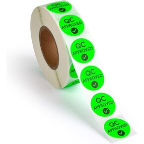 1000 Quality Control Approval Stickers, 1 Inch | Fluorescent Green QC Tester Labels for Inventory Inspection and Calibration in Kuwait