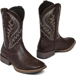 Cowboy Boots For Men with Wide Square Toe Western Retro Boot Durable Classic Fashionable Embroidered Country Pull On Resistant Boots in Saudi Arabia