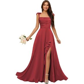 Spaghetti Straps Chiffon Bridesmaid Dresses for Women Long Pleated Formal Evening Prom Party Gown in Saudi Arabia
