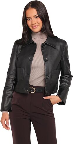 Petal & Pup womens Hope Crop Faux Leather Jacket in Saudi Arabia