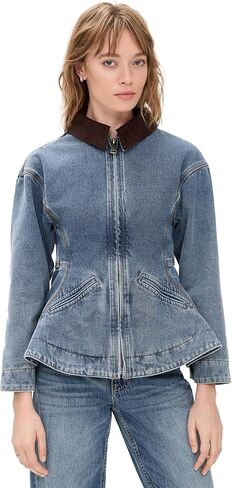 Line & Dot Women's Mottle Denim Jacket in Saudi Arabia