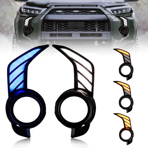 قطعتان من مصابيح الضباب الأمامية وأضواء الجري النهارية لملحقات سيارة Toyota 4Runner 2014-2024، ترقية ضوء إشارة الانعطاف الكهرماني المتعرج، تخصيص الضوء الأزرق أو الأبيض كإضاءة نهارية in Kuwait