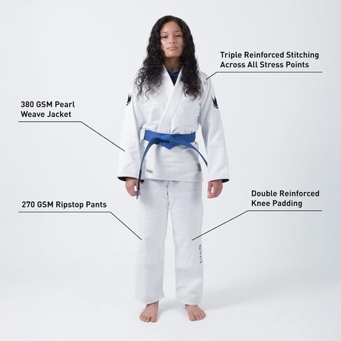 سترة KINGZ Nano 3.0 النسائية Jiu Jitsu Gi - IBJJF 2024 Legal، سترة منسوجة باللؤلؤ وبنطال Ripstop بوزن 8 أونصة in Kuwait