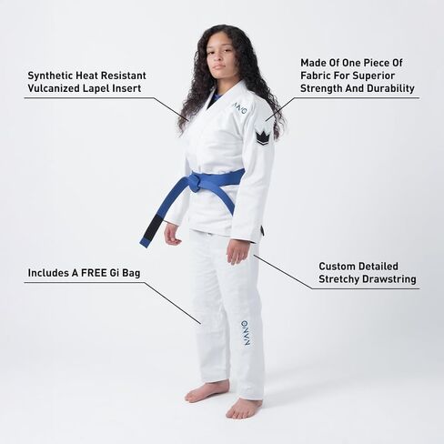 سترة KINGZ Nano 3.0 النسائية Jiu Jitsu Gi - IBJJF 2024 Legal، سترة منسوجة باللؤلؤ وبنطال Ripstop بوزن 8 أونصة in Kuwait
