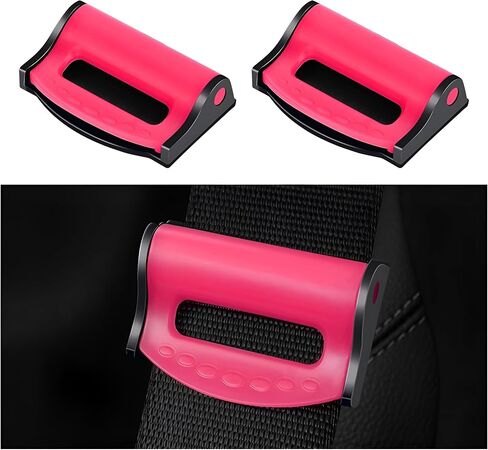 Car Seatbelt Adjuster, 2PCS Comfortable Vehicle Shoulder Neck Strap Locking Clips for Adults Kids, Adjustable Automotive Seat Belts Positioner, Universal Fit (Night Glow Pink) in Saudi Arabia