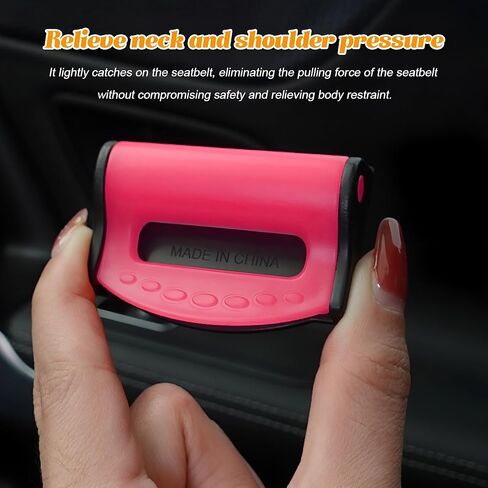 Car Seatbelt Adjuster, 2PCS Comfortable Vehicle Shoulder Neck Strap Locking Clips for Adults Kids, Adjustable Automotive Seat Belts Positioner, Universal Fit (Night Glow Pink) in Saudi Arabia