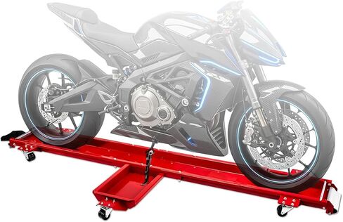 SUNROAD Motorcycle Dolly, 1250 lbs Heavy Duty Bike Mover with 5 Swivel Locking Casters & Adjustable Kickstand, One-Person Motorcycle Positioning for Garage & Workshop, Red in Saudi Arabia