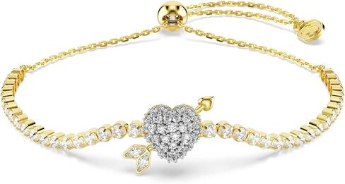 Swarovski Idyllia bracelet, Mixed cuts, Heart with arrow, White, Gold-tSwarovski One plated in Saudi Arabia