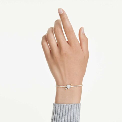 Swarovski Idyllia bracelet, Mixed cuts, Heart with arrow, White, Gold-tSwarovski One plated in Saudi Arabia