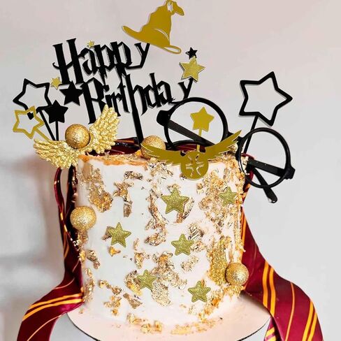 25 PCS Wizard Cake Cake Decorations Glitter Wizard Topper topper مع نظارات وربطة عنق وأجنحة ونجوم وكرات وأغطية أكريليك عيد ميلاد سعيد in Kuwait