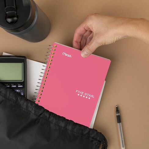 Five Star Spiral Notebook, 1 Subject, College Ruled Paper, 4-3/8" x 7", Personal Size, 80 Sheets, Fights Ink Bleed, Water Resistant Cover, Prom Pink (450048R) in Kuwait