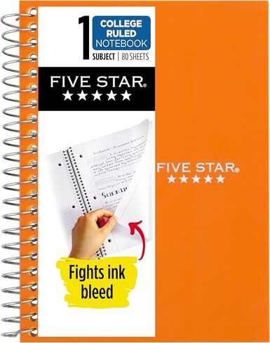 Five Star Spiral Notebook, 1 Subject, College Ruled Paper, 4-3/8" x 7", Personal Size, 80 Sheets, Fights Ink Bleed, Water Resistant Cover, Prom Pink (450048R) in Kuwait