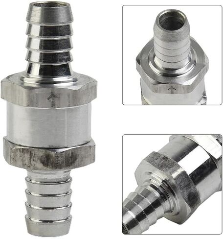 Aluminum Non-Return Check Valve for Fuel, Air, Water, and Bio-Oil Lines – Inline One-Way Valve, 6/8/10/12 mm Tube ID, Silver(12mm) in Saudi Arabia