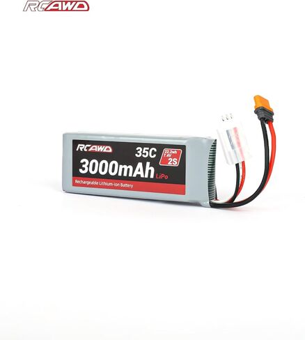 RCAWD 7.4V Lipo Battery 2S 35C 2200mAh with JST Plug IC2 Connector 3S 7.4V 1.3A Charger for 1/12 Losi NAS Brushed Arrma Grom 2S Mojave Typhon Granite Series Upgrades Part in Saudi Arabia
