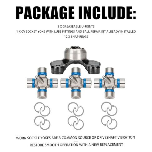 مجموعة وصلات كاردان مزدوجة - مجموعة وصلات U-1310 Series 5-153X مع مقبس 211355X CV مناسب لسيارة جيب شيروكي XJ 1984-2001 وجيب رانجلر TJ 1997-2006 in Kuwait