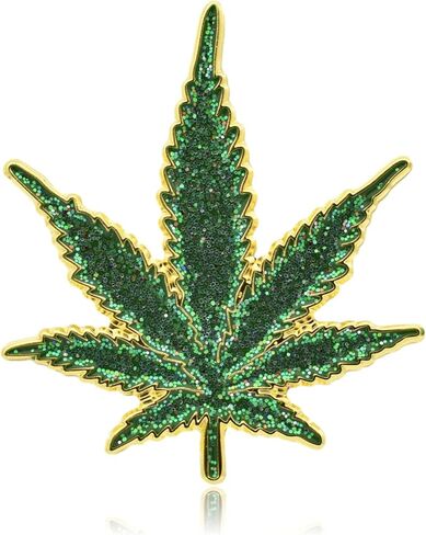 Marijuana Weed Leaf Glitter Enamel Lapel Pin in Saudi Arabia