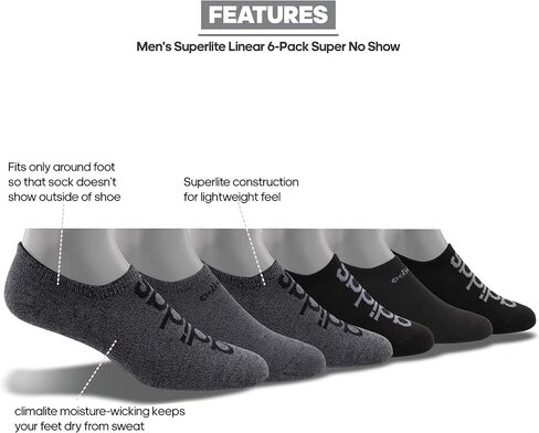 adidas mens Men's Superlite Linear 6-pack Super No Show in Kuwait