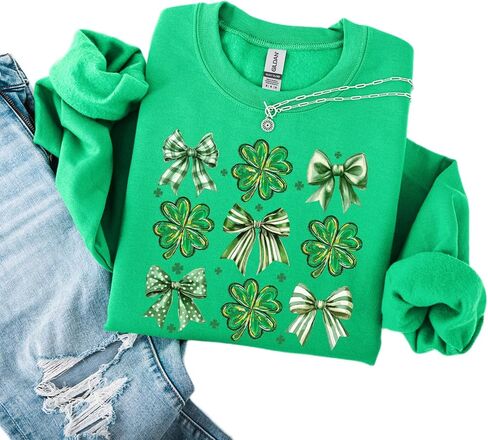 St Patrick’s Day Shamrock Sweatshirt – Checkered Clover Grid Design in Saudi Arabia