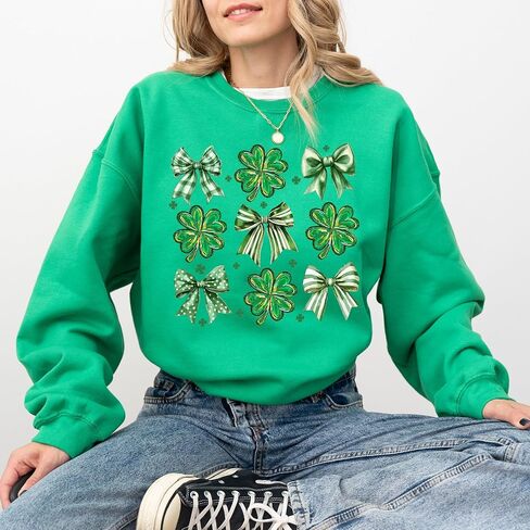 St Patrick’s Day Shamrock Sweatshirt – Checkered Clover Grid Design in Saudi Arabia