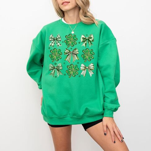 St Patrick’s Day Shamrock Sweatshirt – Checkered Clover Grid Design in Saudi Arabia
