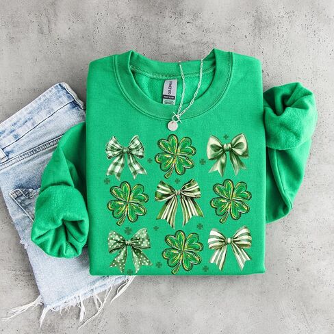 St Patrick’s Day Shamrock Sweatshirt – Checkered Clover Grid Design in Saudi Arabia