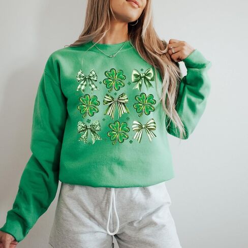 St Patrick’s Day Shamrock Sweatshirt – Checkered Clover Grid Design in Saudi Arabia