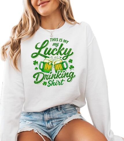 Lucky Drinking Shirt St Patricks Day Sweatshirt Funny Beer Pullover in Kuwait