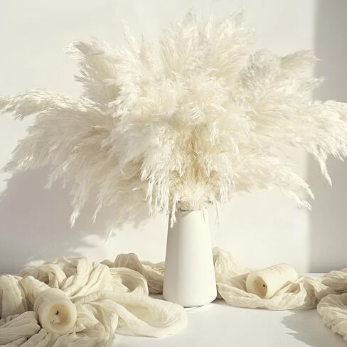 20PCS White Pampas Grass Decor, Natural Dried Pampas Grass Bulk Short Pompas Grass Vase Fillers, Perfect for Wedding Baby Shower Party Farmhouse Boho Home Decor in Saudi Arabia