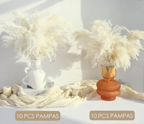 20PCS White Pampas Grass Decor, Natural Dried Pampas Grass Bulk Short Pompas Grass Vase Fillers, Perfect for Wedding Baby Shower Party Farmhouse Boho Home Decor in Saudi Arabia