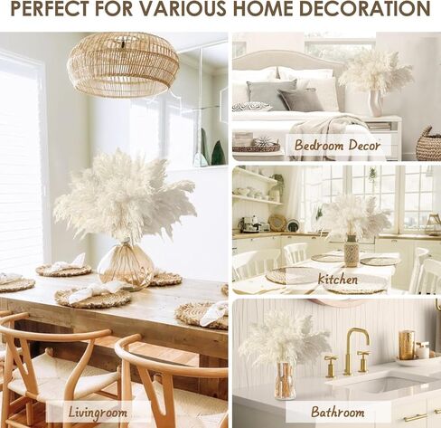 20PCS White Pampas Grass Decor, Natural Dried Pampas Grass Bulk Short Pompas Grass Vase Fillers, Perfect for Wedding Baby Shower Party Farmhouse Boho Home Decor in Saudi Arabia