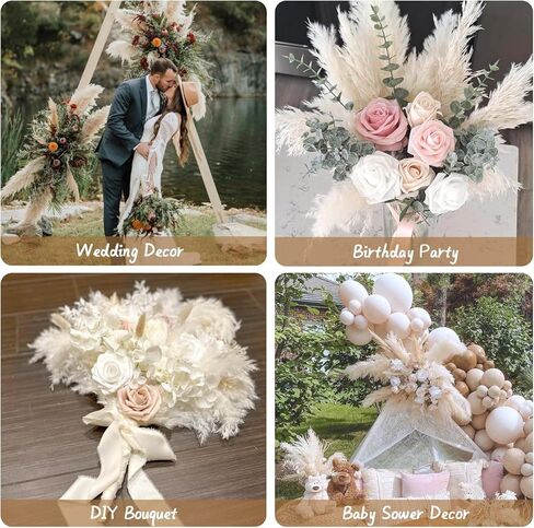 20PCS White Pampas Grass Decor, Natural Dried Pampas Grass Bulk Short Pompas Grass Vase Fillers, Perfect for Wedding Baby Shower Party Farmhouse Boho Home Decor in Saudi Arabia