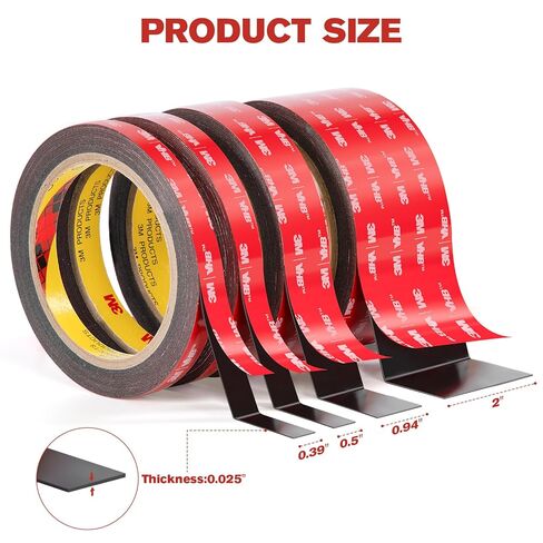 3M Double Sided Tape Heavy Duty VHB, 0.39"×16.5ft, 4905 Strong Adhesive Waterproof Mounting Tape for Automotive, LED Strip Lights, DIY Home Décor Clear in Kuwait