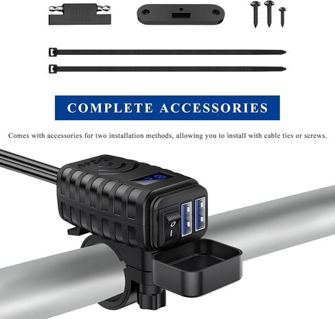 شاحن USB للدراجات النارية، شاحن مزدوج المنفذ للشحن السريع 3.0 للدراجات النارية مع الفولتميتر ومفتاح التشغيل/الإيقاف، محول مقاوم للماء للفصل السريع SAE إلى USB للهواتف والأجهزة اللوحية ونظام تحديد المواقع in Saudi Arabia