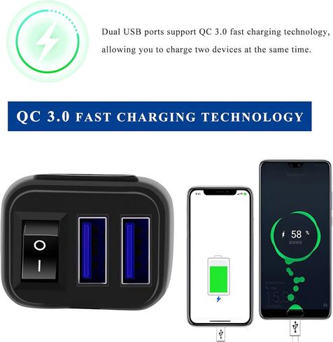شاحن USB للدراجات النارية، شاحن مزدوج المنفذ للشحن السريع 3.0 للدراجات النارية مع الفولتميتر ومفتاح التشغيل/الإيقاف، محول مقاوم للماء للفصل السريع SAE إلى USB للهواتف والأجهزة اللوحية ونظام تحديد المواقع in Saudi Arabia