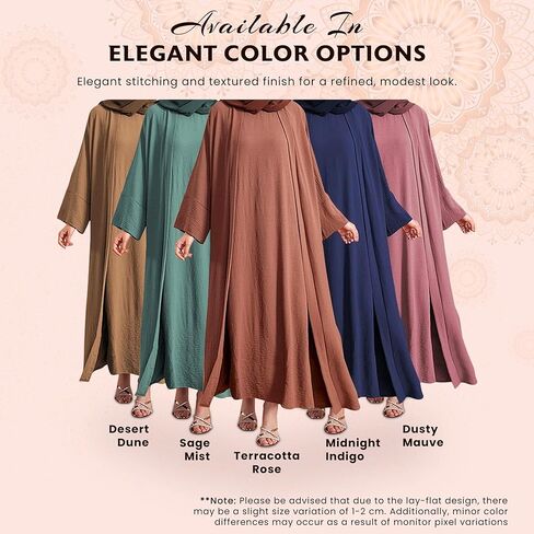 Women's Two-Piece Abaya Set - Long-Sleeved Muslim Dress – Floor Length Modest Outfits for Women in Saudi Arabia