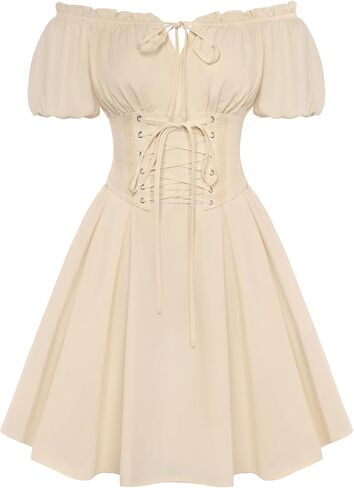 Scarlet Darkness Corset Dress for Women Renaissance Off Shoulder Midi Fairy Dress in Saudi Arabia