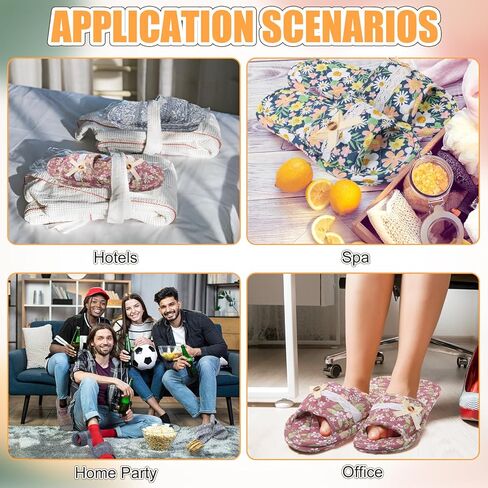 Chuarry 10 Pairs Floral Cotton House Slippers for Guest Women Washable Indoor Cotton Slippers Open Toe for Hotel Travel Airplane Spa, 2 Sizes in Saudi Arabia