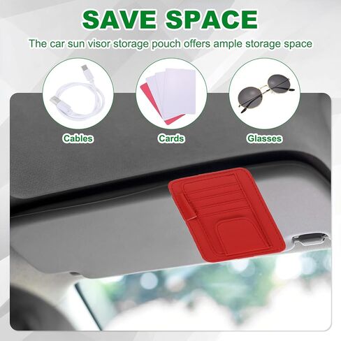 PATIKIL 1 Pcs Car Sun Visor Organizer, 6.1 x 4.9 Inch PU Leather Vehicle Storage Pouch Holder for Sunglasses Card Pen Driver License Car Accessories, Blue in Saudi Arabia