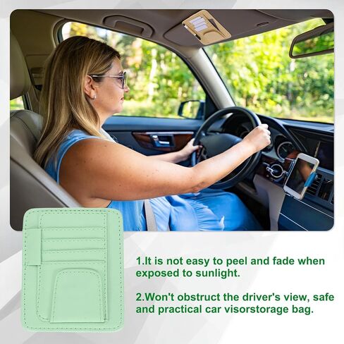PATIKIL 1 Pcs Car Sun Visor Organizer, 6.1 x 4.9 Inch PU Leather Vehicle Storage Pouch Holder for Sunglasses Card Pen Driver License Car Accessories, Blue in Saudi Arabia