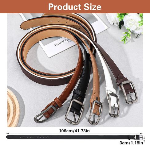 5 Pack Women Leather Belts for Jeans Ladies Waist Belt Women's Belt with Pin Buckle with Slive Buckle for Pants Dress in Kuwait