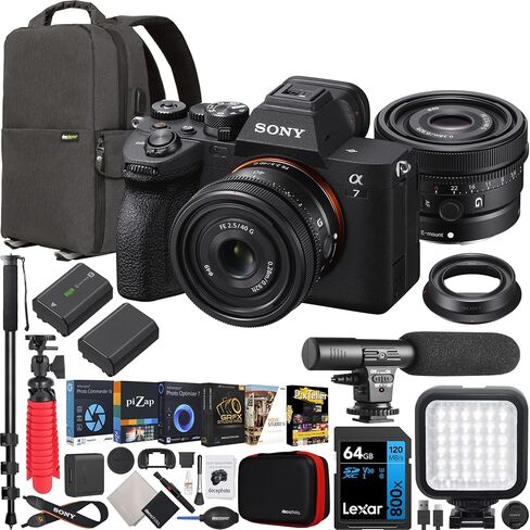 Sony a7 IV Full Frame Mirrorless Camera Body with 2 Lens Kit FE 50mm F2.5 G + 28-70mm F3.5-5.6 ILCE-7M4K/B + SEL50F25G Bundle w/Deco Gear Backpack + Monopod + Extra Battery, LED and Accessories in Saudi Arabia