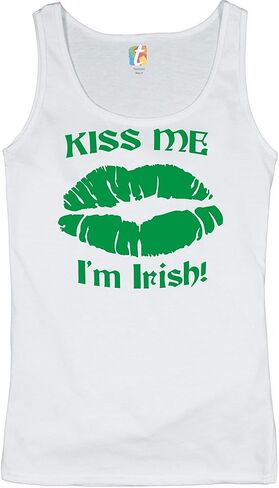 Kiss Me I'm Irish Funny Women's Tank Top St. Patrick's Day Shamrock Sleeveless in Saudi Arabia